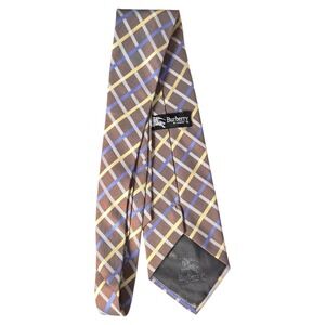 Burberry of London Brown Plaid Silk‎ Necktie Mens Designer Classic